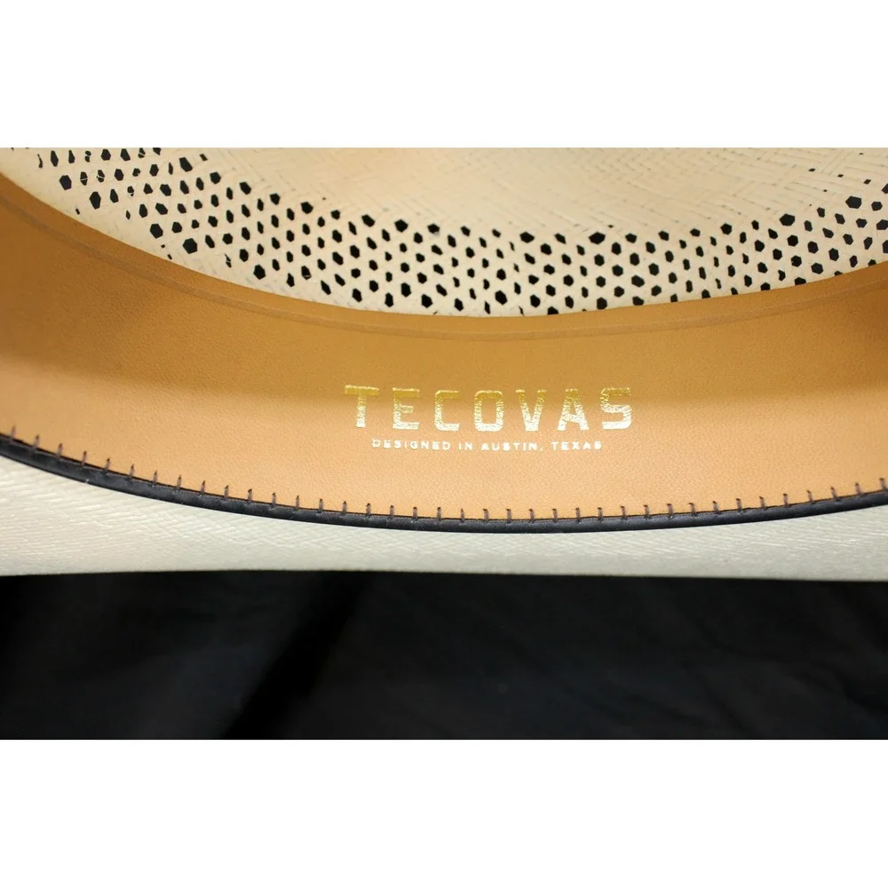 Tecovas Mens Straw Cowboy Hat White Vented Cattleman Crease Size 6 7/8 55 Mexico - Picture 8 of 9
